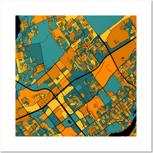 Laval Map Pattern in Orange & Teal Posters and Art